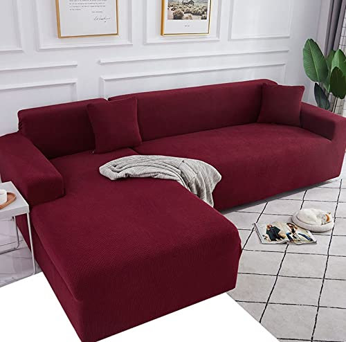L Form Sofabezug Beige Grau Braun Hellgrau Eckcouch Rechts Links Form Bank Stretch Husse für 1 2 3 4 Sitzer Ecksofa Sofabezug für L-förmiges Sofa 3 2 Sitzer Couch