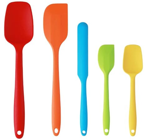 5 PCS Silicone Spatula Set, Non-Stick, Food Grade, Silicone Spatulas for Mixing, Baking and Cooking