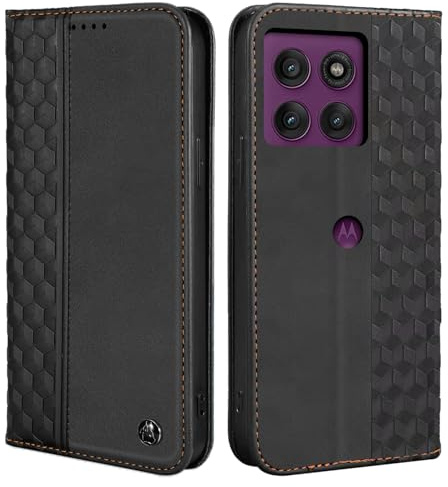 CXTCASE fodral för Motorola Edge 60 Pro, mobilfodral i plånboksmodell i PU-läder för Motorola Edge 60 Pro, Flip-modell i plånboksdesign, svart.