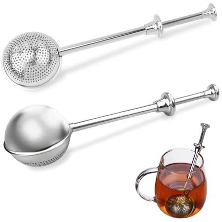 2 Pz Insieme Filtro Tè Acciaio Inossidabile 304 Manico Lungo Anticalore Design Appendibile Casa Ufficio Essenziale Adatto per Conservare Tè Erbe Tè alle Frutta Spezie infusore tè colino da the