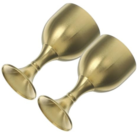 Cabilock 8 pcs Antique Copper Alloy Wine Goblet Delicate Offering Cup for Temple and Home Use Small Retro Metal Chalice for Blessings Collectible Eastern Culture Decoration