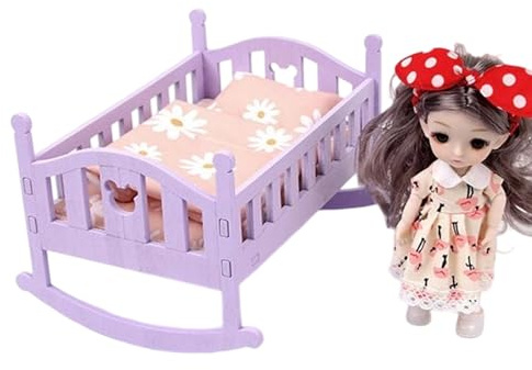 Kanoauo Baby Puppenwiege - Holz Rollenspiel Spielzeug | Puppenwiege Für Mädchen Kinder,Kinderzimmer Mädchen Geschenk Geburtstag Indoor Aktivitäten Kindergarten
