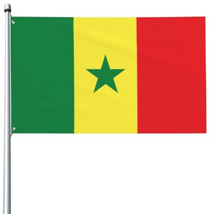 Drapeau du Sénégal - Drapeaux décoratifs d'extérieur - 0,9 x 1,5 m - Léger et beau - Convient pour les terrasses en plein air et les célébrations de festivals.