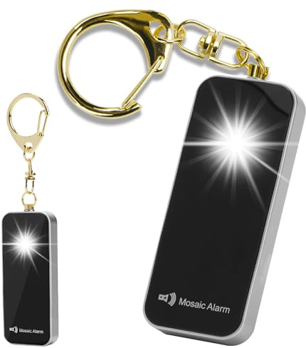 Ultraleichter ultradünner Personenalarm – Regendicht 23g Schlüsselanhänger-Sirene für Frauen & Studenten. SOS Notfall 130 dB mit Wander-Alarm, Blinklicht und austauschbarer Batterie. Schwarz