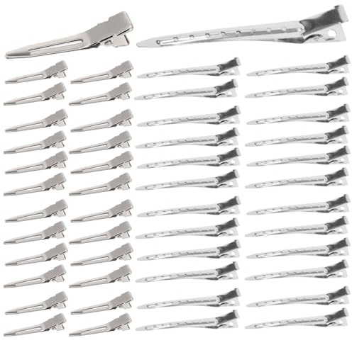 VEOIRXU 60 Pezzi Becchi D'oca Per Capelli In Metallo 9 Cm / 4,5 Cm Pollici Fermagli Per Capelli a Becco D'anatra Argentat Fermagli Per Capelli Arricciati Parrucchiere Sezionare I Capelli Acconciature