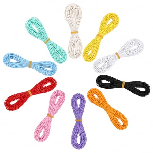 22 Yards/PCS Elastic String for Bracelets, 10 Colors 1mm Elastic Cord Round, Multiple Colors Elastics Band Rubber Cord Rope for Bracelet Making, DIY Crafts, Jewelry Making, Beading, and Sewing