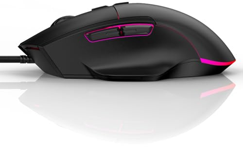 Zunate Souris Filaire RVB, 4 Effets de Lumière Respiratoire, 7 Boutons Programmables, Souris de Jeu Ergonomique 7200 DPI, pour Jeux sur Ordinateur PC