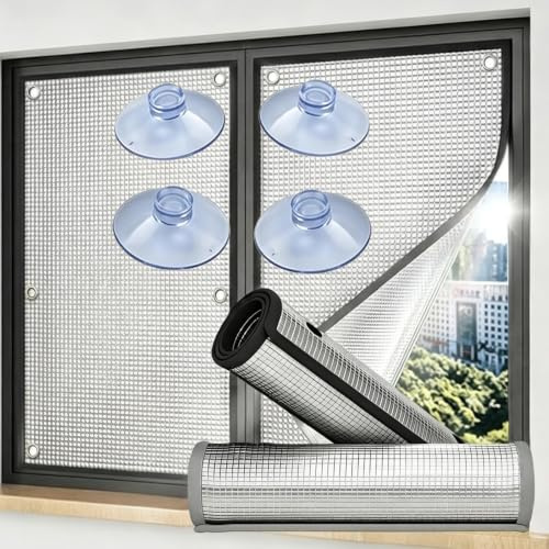 Film Isolation Thermique En Aluminium RéFléChissant pour FenêTre，80*90cm | Isolant Thermique Fenetre,Panneau Aluminisé Isolation Thermique RéUtilisable avec Ventouse,pour VéRanda/Salle De Bain/Bureau