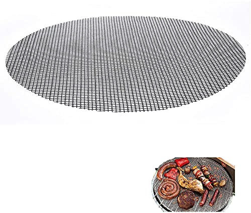 SUNNEE BBQ Grill Mesh Non-Stick Grill Mats Reusable Barbecue Pads for Grilling Perfect for Baking on Gas Grills, Charcoal (40cm Round)