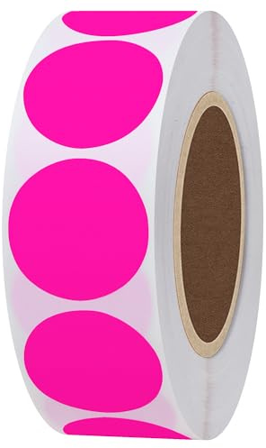 Hylabelest 25mm Runde leere fluoreszierende rosa Paster Aufkleber Insgesamt 1000 Punkte Target Selbstklebend pro Rolle