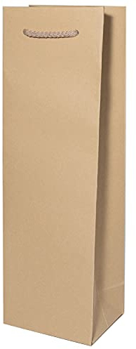 10 x Flaschentasche PresentFill® Premium Flaschentüten Natur | 100% Recycling Kraft Papier 210 gr. Stark Made in Europe| Geschenktaschen | Geschenktüten | Weinflaschen Verpackung für 1 Flasche Wein