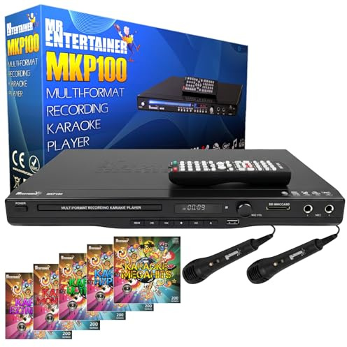 Mr Entertainer MKP100 CDG DVD MP3G Karaoke Machine Player. HDMI/Record/Rip/USB (Wired Microphones + 1000 Songs)