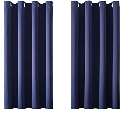 MRTREES Blackout Curtains Bedroom 54 Drop 2 Panels Royal Navy Blue Eyelet Thermal Curtain for Living Room Soft Texture Window Treatments for Kids 46x54 Inch 117x137 CM