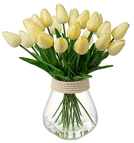 Briful 20 Stück Tulpen Künstlich Kunstblume Real-Touch Latex Tulpe Blumen Deko Kunstpflanze Länge 34cm für Home Room Hochzeitsstrauß Party Blumengesteck