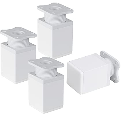 LouMaxx Möbelfüße verstellbar eckig– 4er Set 40x40x60mm in Weiß inkl. Befestigungsplatte – Füße für Möbel aus Aluminium – Hochwertige Schrankfüsse für individuelle DIY-Möbel