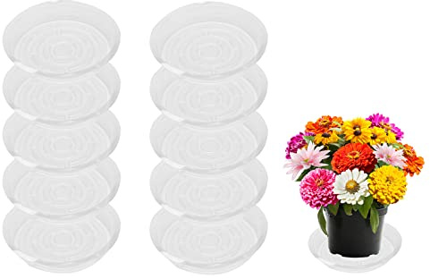 JFBUCF Blumentopfuntersetzer, 15 cm, transparent, strapazierfähig, Kunststoff, Untersetzer für Innen- und Außenbereich, 10 Stück