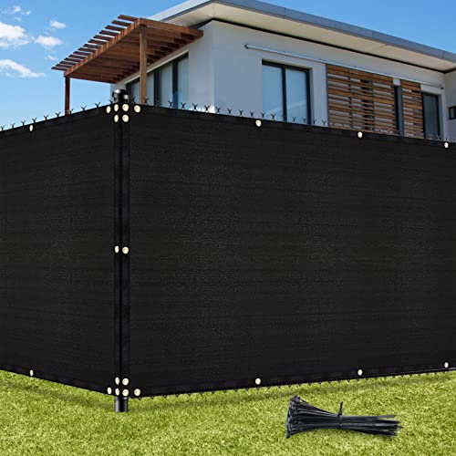 UIRWAY Telo Ombreggiante Sabbia 1,22m x 15,24m Rete Ombreggiante Occhiellato Protezione 90% Blocco Privacy Servizio Pesante HDPE 170g/m² Frangivista per Recinzione Giardino Terrazzo (Nero)