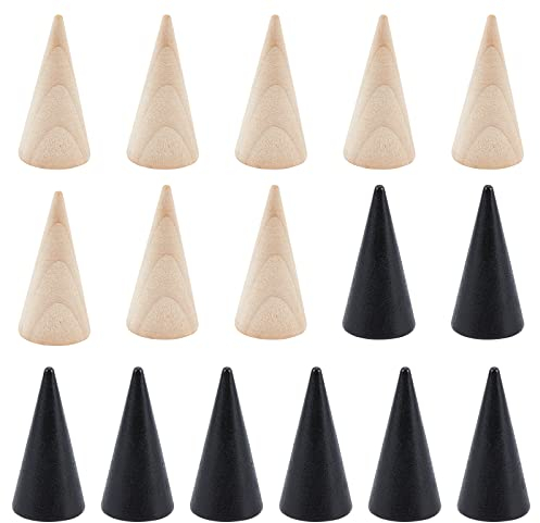 nbeads 16 STK. Holzkegel Ringhalter, 2 Farben Kegelförmige Fingerring ständer Schmuck anzeige Holzschmuck Displayständer Für Ring Schmuckausstellung