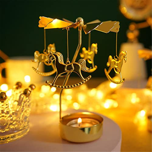 Geschenke zum Muttertag für Mama, drehbarer Kerzenhalter, rotierender Karussell-Teelichthalter, einzigartiges Geburtstagsgeschenk für Frauen, Mama, Schwester, Weihnachten, Valentinstag (Carousel)
