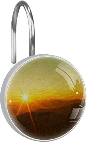 Ganci per tenda da doccia ad acquerello, doppi anelli per tenda da doccia, anelli per tenda da doccia, set di 12