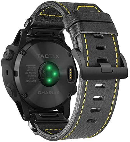 Klockarmband i äkta läder, kompatibelt med Garmin-klockarmband, armband i retrostil/vintagestil för fênix/Forerunner/Vivoactive/Approach/MARQ/quatix/D2-serien, tufft ersättningsband, 20MM, läder