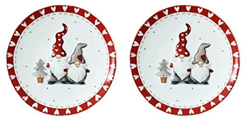 Cabilock 2 Piezas Plato De Navidad Plato De Dulces Platos De Queso Plato De Comida Plato Para Servir Aperitivos Fuente De Nueces Plato De Bocadillos Necesidades Diarias Cerámica Fruta