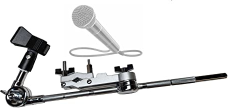 DrumTop MAC-1000 Mikrofonarm Halterung für Schlagzeuger (Mikrofon nicht im Lieferumfang enthalten), Mikrofonclip mit 45,7 cm Galgenarm, verstellbare Länge, Winkel, Drehung