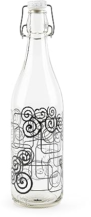 Excelsa Magic Black Bottiglia Acqua, 1 Litro, Vetro, con Guarnizione