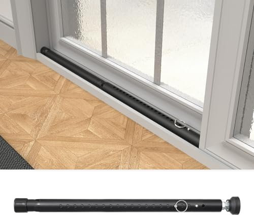 Feblomst Barra di sicurezza per finestra, da 40,6 a 130,6 cm, regolabile, per porte scorrevoli, colore nero, a prova di bambino