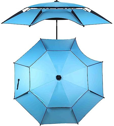 PRUJOY Outdoor-Sonnenschutz, Strandschirm, Angelschirm, Angelschirm, 360° universeller drehbarer Vinyl-Sonnenschutz, Faltbarer Regenschirm (A 7 ft)