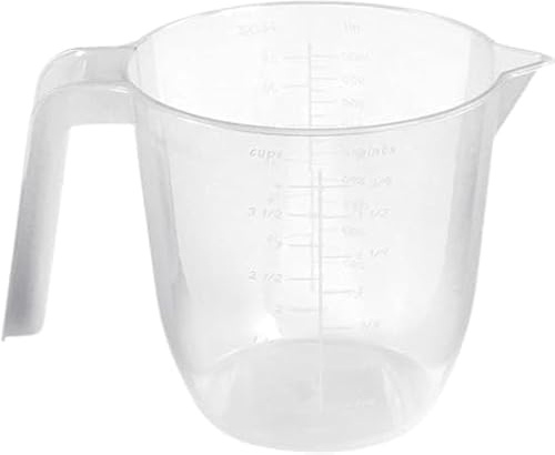 Leichter Messbecher, robust und strapazierfähig, hergestellt aus 100 % ungiftigem, transparentem Kunststoff, Wasserkrüge, stapelbar, spülmaschinenfest, mikrowellengeeignet (1 Liter)