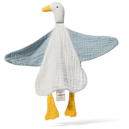 Mababu Schmusetuch Baby Musselin – Bio-Baumwolle & Oeko-TEX® – Kuscheltier Ente – Geschenk zur Geburt, 4-lagig, extra weich, für Neugeborene, Jungen & Mädchen, waschbar, als Schnuffeltuch