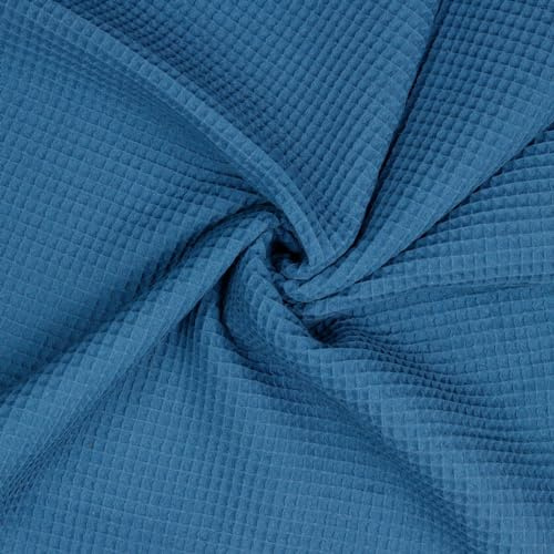 VmG-Store 1m Waffelpique 100% Baumwolle Oeko-Tex KEINE Meterware über 40 Farben zur Auswahl Waffel Stoff (036 I Jeans)