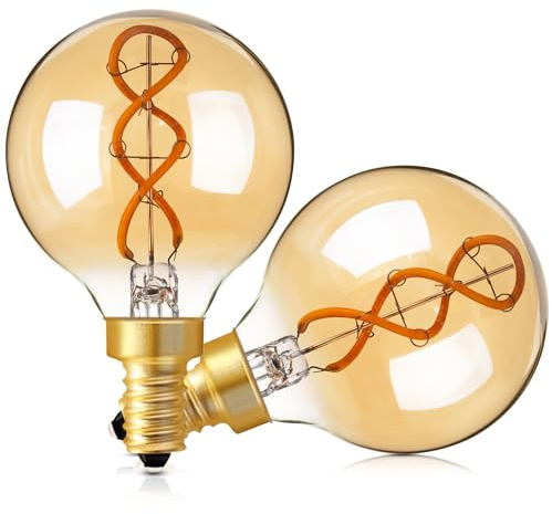 Genixgreen Dimmable LED Candelabra Bulb,Amber E12 LED Bulb Decorative Light Bulbs Antique Style G16.5 Filament for Chandelier Ceiling Fan,25 Watt Equal 3W,Soft White 2200K,180LM,2 Pack