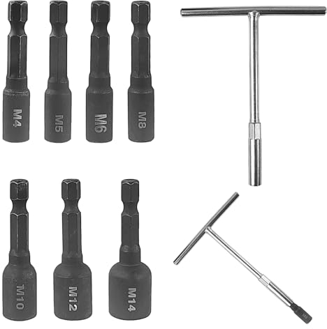 7-Teiliges Set Gewindebohrer Adapter, 1/4 Sechskant-Schaft, 6.35 * 50 MM Gewindebohrer Set, Gewindeadapter für Pneumatikschrauber, für Druckluftschraubendreher Mit Pistolengriff