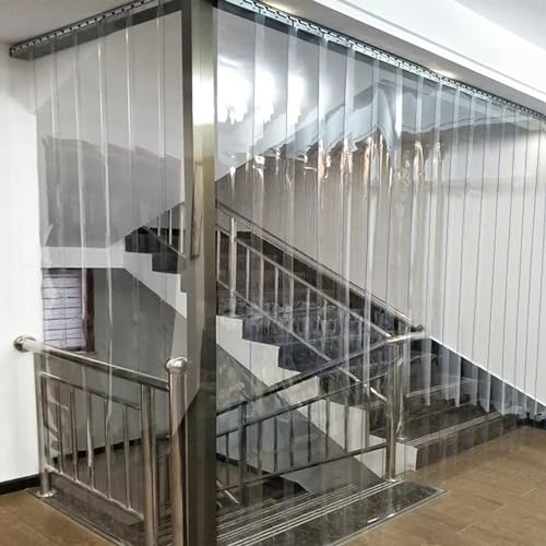 POCHY Lamellenvorhang 1,5mm Dicke, Türvorhang Aus Kunststoff Wasserdicht Streifenvorhang Transparenten Streifen für Lagertür Türs, Zimmer (Color : Clear, Size : 120x300cm)