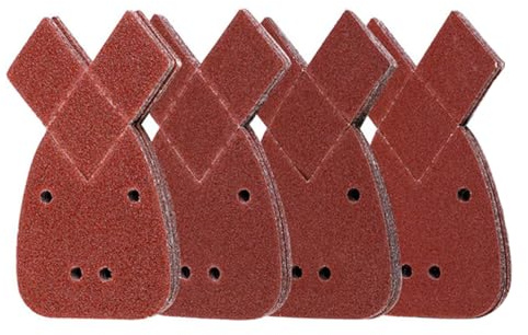 Funnytek 40PCS Black and Decker Mouse Sander Pads (10 x 40/60/80/120 Grits) | Hook and Loop, Aluminium Oxide Grain, Sanding Sheets with Extra 2 Tips, 4-Hole Dust Extraction for Wood, Metal & Paint