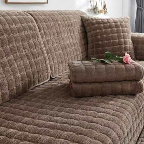 LHKXKKXX Samt Sofabezug 1 2 3 4 Sitzer, Sofaschoner Antirutsch Sofa Cover l Shape, Sofa bezug Set Sofa überzug Ecksofa Couch überwurf sofaüberwurf, Sofa überwurf Couch überzug L Form,Khaki,110x240cm