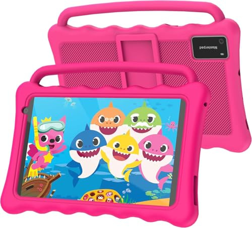 BYYBUO Kids Tablet, Toddler Tablets with Shockproof Protective Case, Dual Camera, Bluetooth, WiFi, 7 Inch Android 12 Tablet for Kids