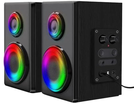 ZHCHAO Soporte Gaming RGB 2.0 Altavoces Aux 3.5mm Estéreo Envolvente Música for Computadora PC Altavoces