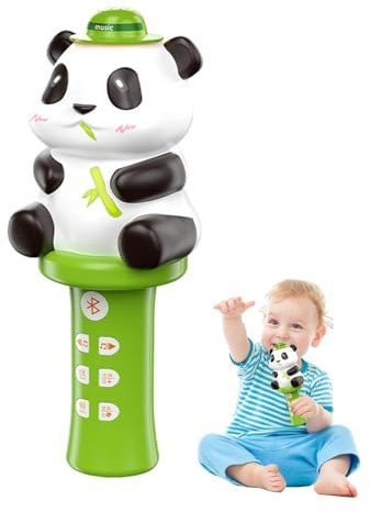 Microphone jouet pour enfants, microphone panda musical, haut-parleur de microphone à main interactif d'apprentissage précoce, microphone sans fil pour jeu d'imitation