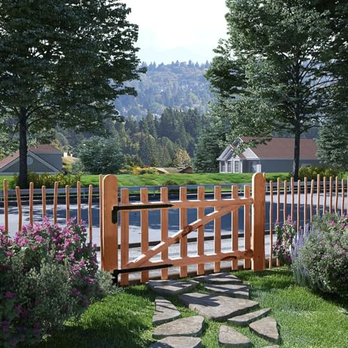 Lechnical Cancello Singolo per Recinzione in Legno di Nocciolo 100x60 cm,Cancello di Recinzione,Cancelli ad Anta Battente,Cancelletto da Giardino-142594