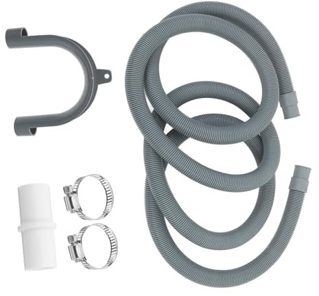 HYTROVE 2.5m Washing Machine Drain Pipe Dishwasher Replacement Kit Flexible Corrugated Washer Hose Leakproof Design