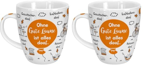 Sheepworld Tasse Ohne Laune ist alles doof | Porzellan, 45 cl | Tasse für Kaffee und Tee, Tasse mit Spruch | 46505 (Packung mit 2)