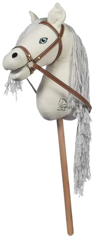 HKM Hobby Horse -Mini- Steckenpferd aus weichem Plüsch inkl. Zaumzeug - Weiß