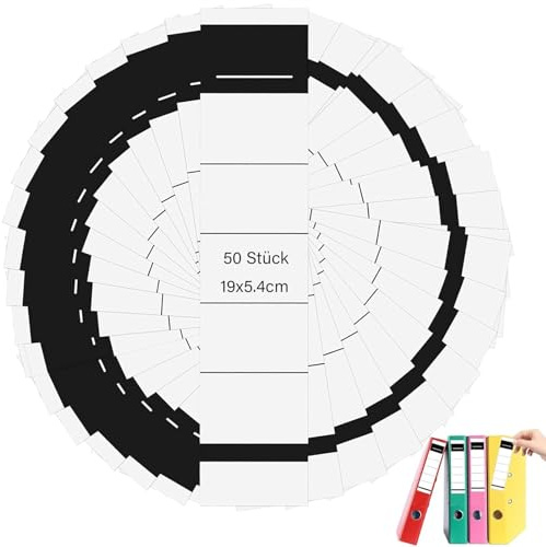 50 Stück Ordnerrücken Selbstklebend Breit, 19×5.4cm Weiße Ordner Rückenschilder Etiketten Selbstklebend, Aktenordner Aufkleber für Ordner Schmal, für Büro Schule Haushalt Einfach zu Beschriften