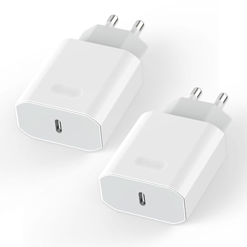 2Pack iPhone Chargeur Rapide, 20W USB C Certifié Apple MFi Chargeur Bloc Compatible avec iPhone 17/16/16 Plus/16 Pro/16 Pro Max/15/14/13/12/11/SE/XS/XR/8/7/iPad Air/AirPods, Adaptateur Secteur Prise