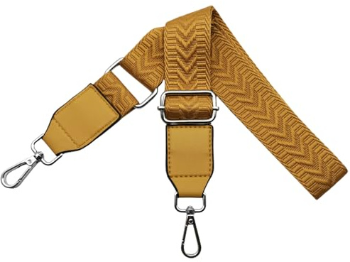 Taschengurte zum Wechseln Schultergurt für Taschen Breit 3.8 cm mit Silber Karabiner Handtaschengurte Leder Schulterriemen für Handtaschen Damen, Umhängetasche, Gelb, U2-25