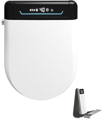 Intelligent Heated Toilet Seat with SelfCleaning Stainless Steel Nozzle Adjustable Water Pressure Vortex Wash Warm Air Dryer LED Light Slow Close Lid Front & Rear Wash