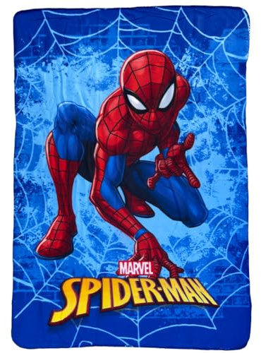 Manta infantil de Spiderman de Marvel de 100 x 140 cm, de forro polar, 220 g/m², cálida y ligera, perfecta para la habitación de los niños y la cuna